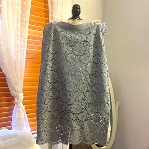 Light blue laced A lined skirt